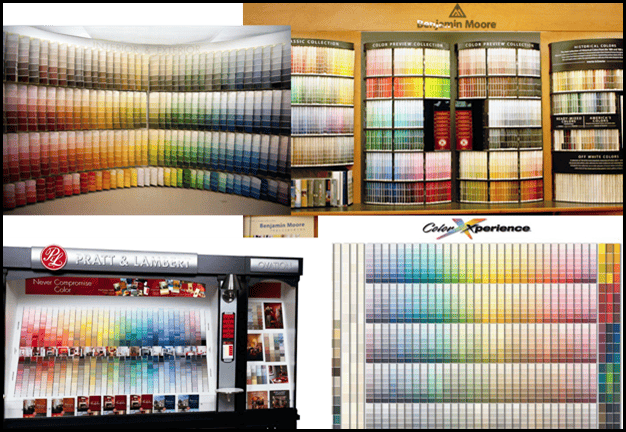 Paint Color Displays by Hue Family