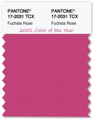 Pantone color of the year 2001 Fuchsia Rose