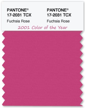 Pantone color of the year 2001 Fuchsia Rose from The Land of Color Pantone color of the year 2001 Fuchsia Rose