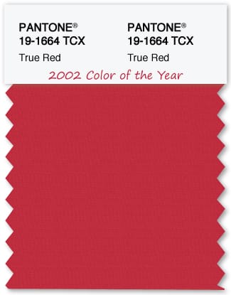 Color Swatch Pantone color of the year 2002 True Red