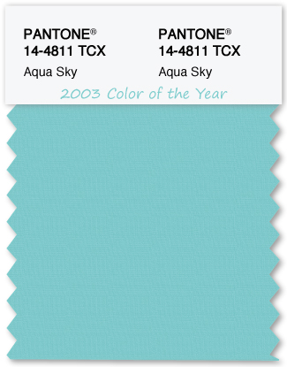 Color Swatch Pantone color of the year 2003 Aqua Sky