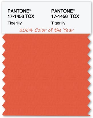 Color Swatch Pantone color of the year 2004 Tigerlily