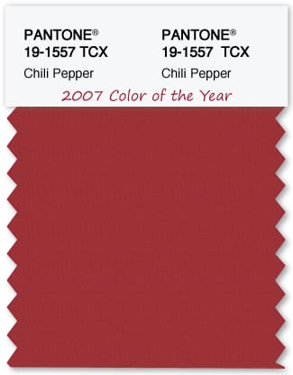 Color Swatch Pantone color of the year 2007 Chili Pepper