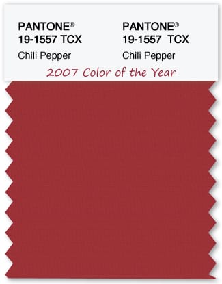 Color Swatch Pantone color of the year 2007 Chili Pepper from The Land of Color Color Swatch Pantone color of the year 2007 Chili Pepper