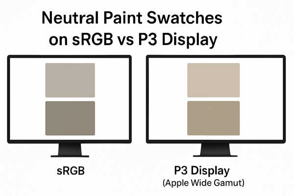 Apple P3 Color Display compared to average sRGB monitor.